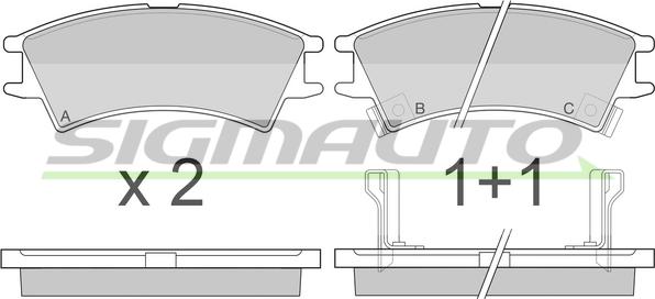 SIGMAUTO SPA825 - Тормозные колодки, дисковые, комплект autospares.lv