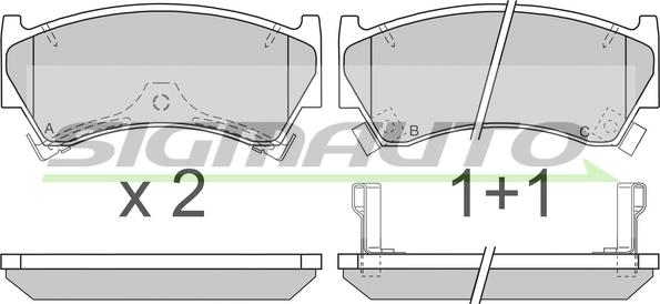 SIGMAUTO SPA826 - Тормозные колодки, дисковые, комплект autospares.lv