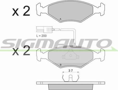 SIGMAUTO SPA823 - Тормозные колодки, дисковые, комплект autospares.lv