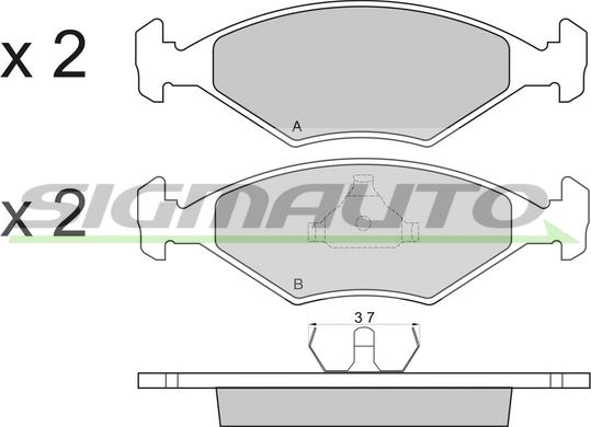 SIGMAUTO SPA822 - Тормозные колодки, дисковые, комплект autospares.lv