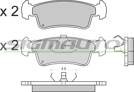 SIGMAUTO SPA398 - Тормозные колодки, дисковые, комплект autospares.lv