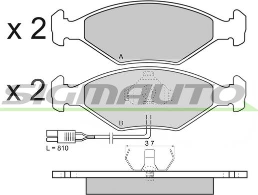 SIGMAUTO SPA343 - Тормозные колодки, дисковые, комплект autospares.lv