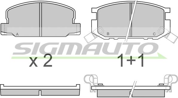 SIGMAUTO SPA308 - Тормозные колодки, дисковые, комплект autospares.lv