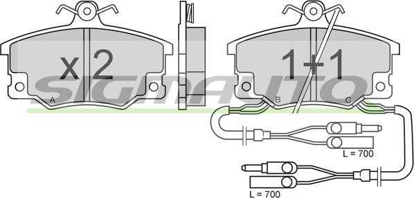 SIGMAUTO SPA210 - Тормозные колодки, дисковые, комплект autospares.lv