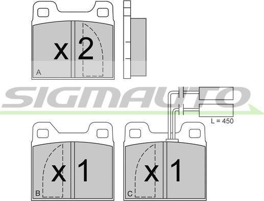 SIGMAUTO SPA225 - Тормозные колодки, дисковые, комплект autospares.lv