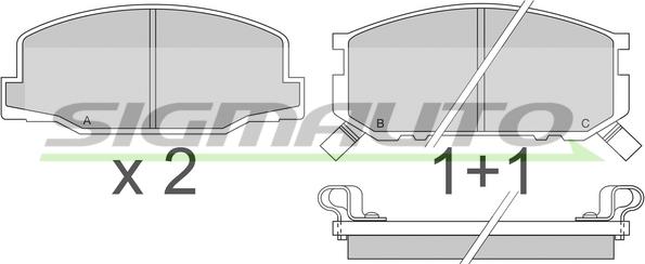 SIGMAUTO SPA272 - Тормозные колодки, дисковые, комплект autospares.lv