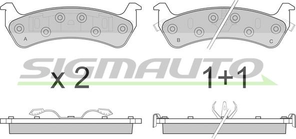 SIGMAUTO SPA747 - Тормозные колодки, дисковые, комплект autospares.lv