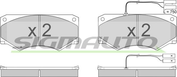 SIGMAUTO SPA769 - Тормозные колодки, дисковые, комплект autospares.lv