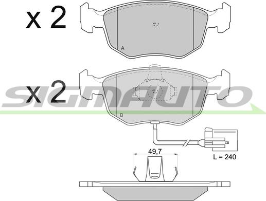 SIGMAUTO SPA707 - Тормозные колодки, дисковые, комплект autospares.lv