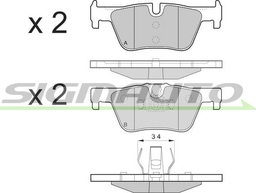 SIGMAUTO SPB494 - Тормозные колодки, дисковые, комплект autospares.lv