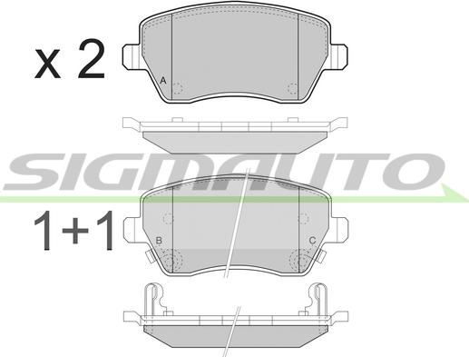 SIGMAUTO SPB495 - Тормозные колодки, дисковые, комплект autospares.lv