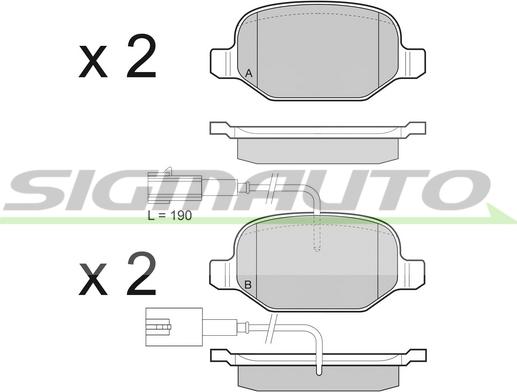 SIGMAUTO SPB490 - Тормозные колодки, дисковые, комплект autospares.lv