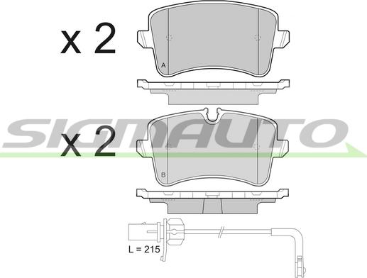 SIGMAUTO SPB493 - Тормозные колодки, дисковые, комплект autospares.lv