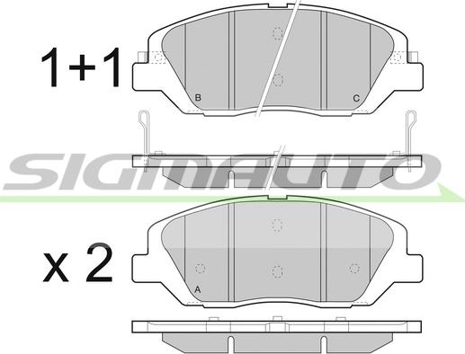 SIGMAUTO SPB492 - Тормозные колодки, дисковые, комплект autospares.lv