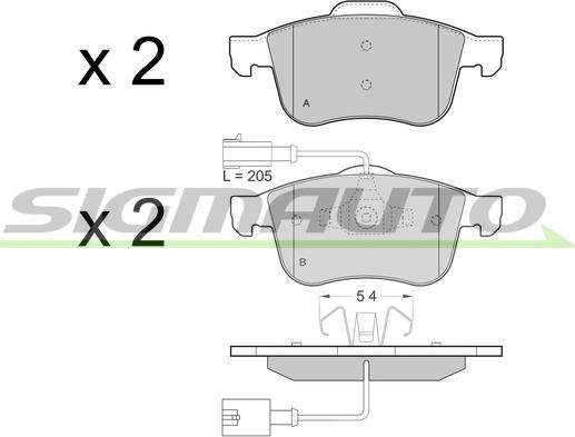 SIGMAUTO SPB443 - Тормозные колодки, дисковые, комплект autospares.lv