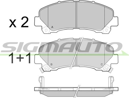 SIGMAUTO SPB442 - Тормозные колодки, дисковые, комплект autospares.lv