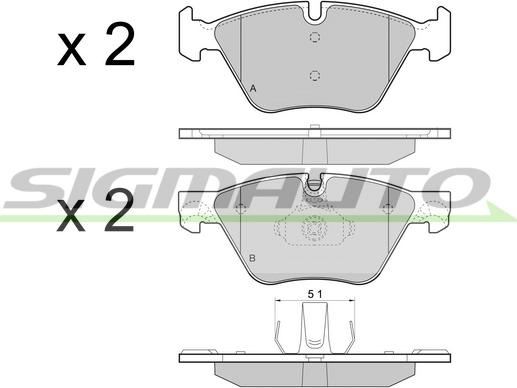 SIGMAUTO SPB447 - Тормозные колодки, дисковые, комплект autospares.lv