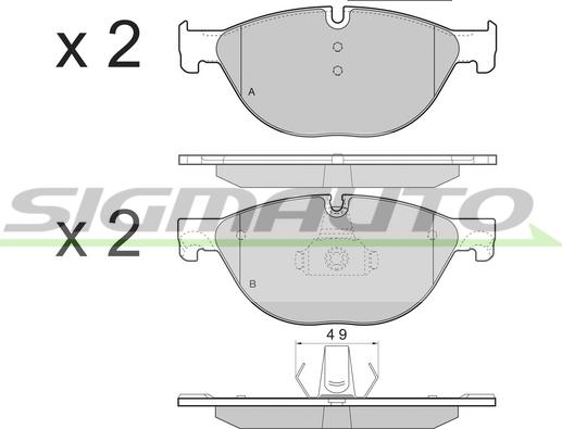 SIGMAUTO SPB451 - Тормозные колодки, дисковые, комплект autospares.lv