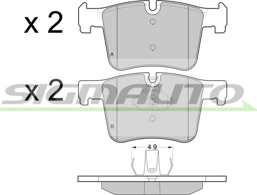 SIGMAUTO SPB453 - Тормозные колодки, дисковые, комплект autospares.lv