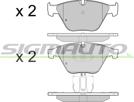 SIGMAUTO SPB452 - Тормозные колодки, дисковые, комплект autospares.lv