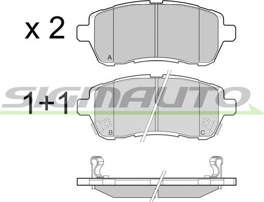 SIGMAUTO SPB466 - Тормозные колодки, дисковые, комплект autospares.lv