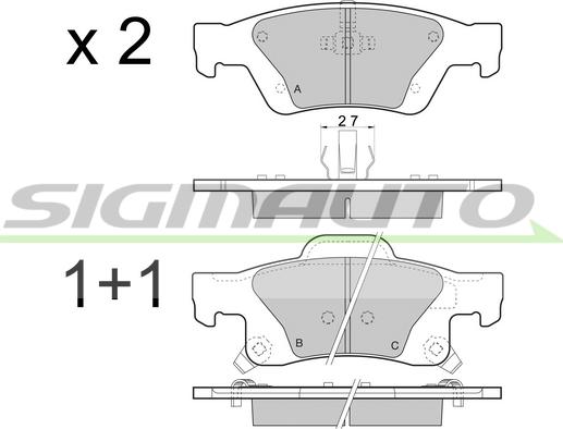 SIGMAUTO SPB461 - Тормозные колодки, дисковые, комплект autospares.lv