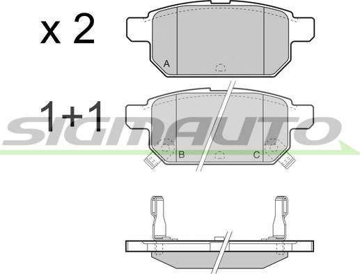 SIGMAUTO SPB467 - Тормозные колодки, дисковые, комплект autospares.lv