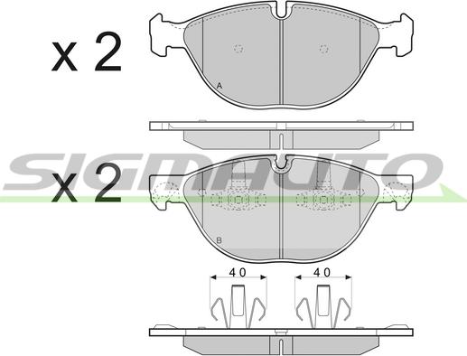 SIGMAUTO SPB409 - Тормозные колодки, дисковые, комплект autospares.lv