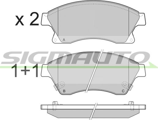 SIGMAUTO SPB404 - Тормозные колодки, дисковые, комплект autospares.lv