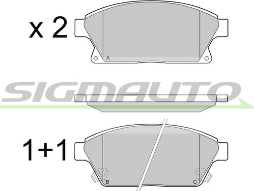 SIGMAUTO SPB405 - Тормозные колодки, дисковые, комплект autospares.lv