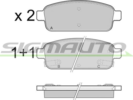 SIGMAUTO SPB406 - Тормозные колодки, дисковые, комплект autospares.lv