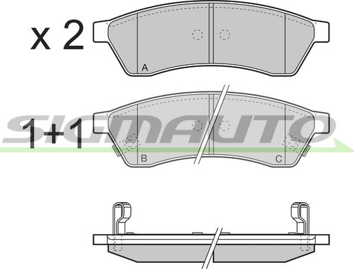 SIGMAUTO SPB400 - Тормозные колодки, дисковые, комплект autospares.lv