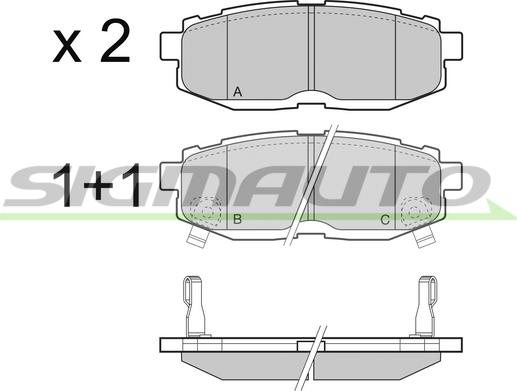 SIGMAUTO SPB408 - Тормозные колодки, дисковые, комплект autospares.lv