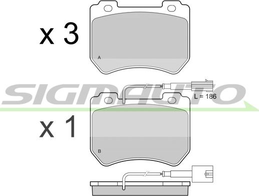 SIGMAUTO SPB412 - Тормозные колодки, дисковые, комплект autospares.lv