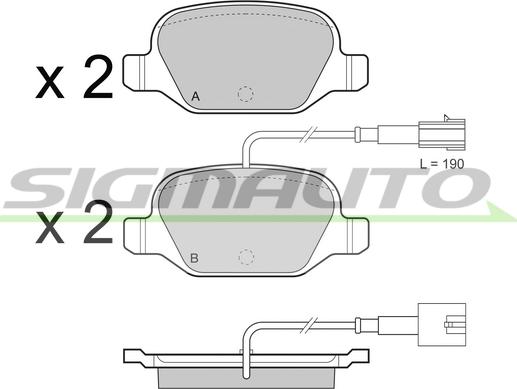 SIGMAUTO SPB489 - Тормозные колодки, дисковые, комплект autospares.lv