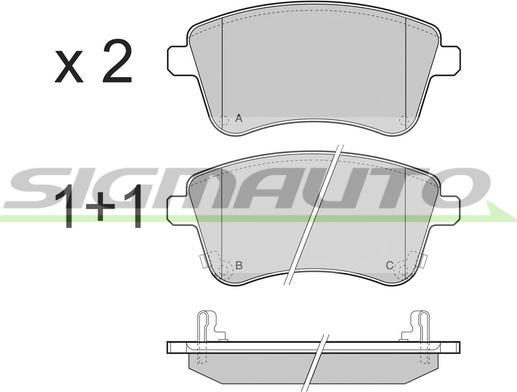 SIGMAUTO SPB486 - Тормозные колодки, дисковые, комплект autospares.lv