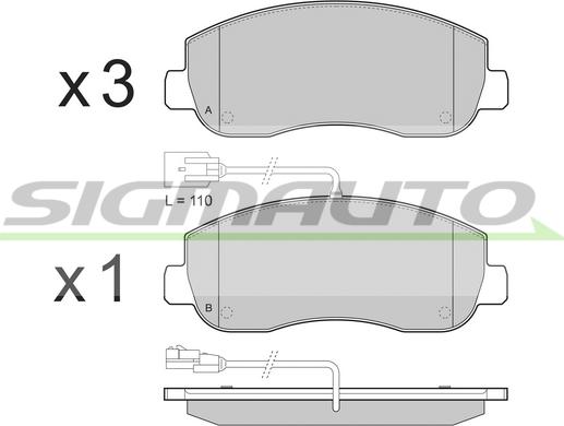 SIGMAUTO SPB439 - Тормозные колодки, дисковые, комплект autospares.lv