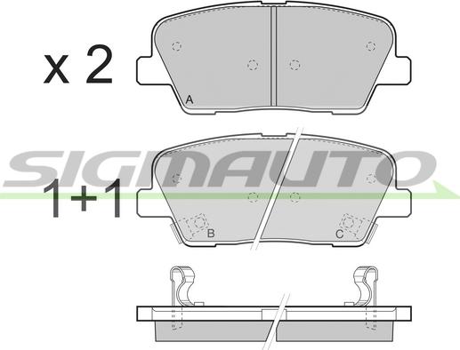 SIGMAUTO SPB435 - Тормозные колодки, дисковые, комплект autospares.lv