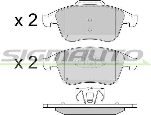 SIGMAUTO SPB430 - Тормозные колодки, дисковые, комплект autospares.lv