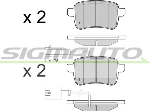 SIGMAUTO SPB438 - Тормозные колодки, дисковые, комплект autospares.lv