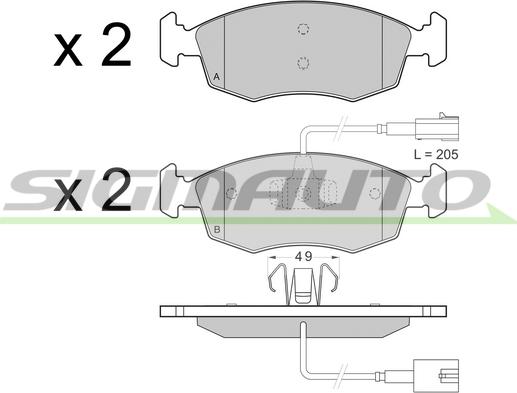 SIGMAUTO SPB433 - Тормозные колодки, дисковые, комплект autospares.lv