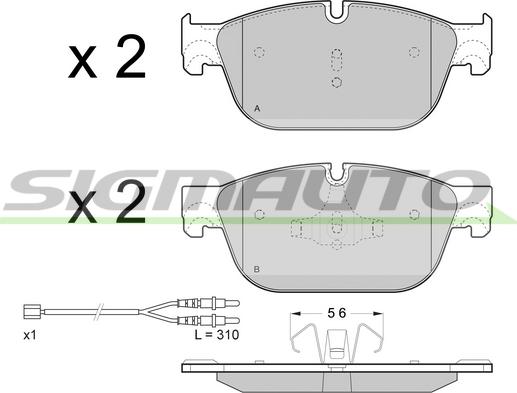 SIGMAUTO SPB432 - Тормозные колодки, дисковые, комплект autospares.lv