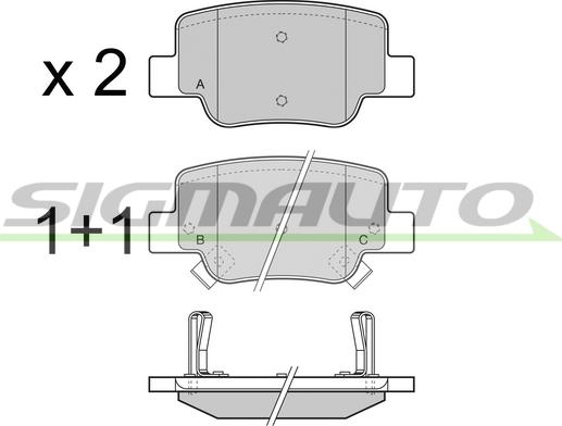 SIGMAUTO SPB424 - Тормозные колодки, дисковые, комплект autospares.lv