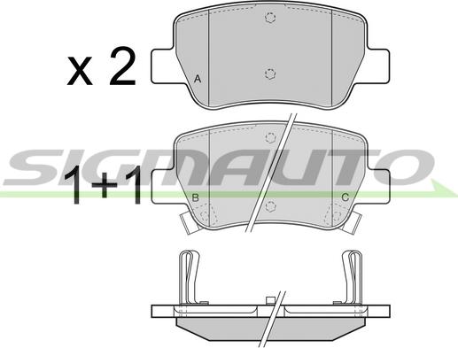 SIGMAUTO SPB423 - Тормозные колодки, дисковые, комплект autospares.lv