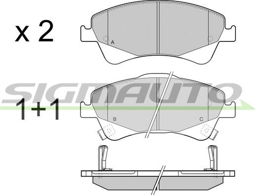 SIGMAUTO SPB422 - Тормозные колодки, дисковые, комплект autospares.lv