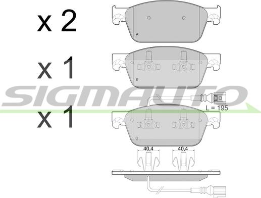 SIGMAUTO SPB478 - Тормозные колодки, дисковые, комплект autospares.lv