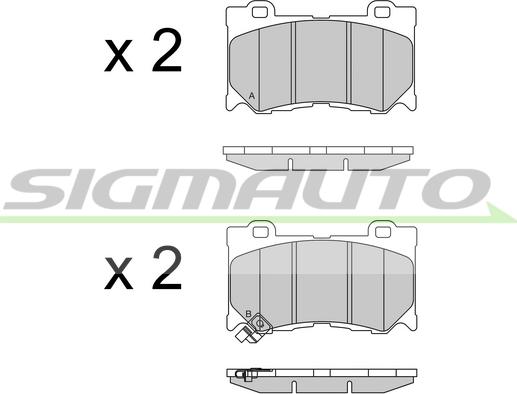 SIGMAUTO SPB540 - Тормозные колодки, дисковые, комплект autospares.lv