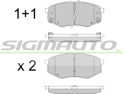 SIGMAUTO SPB547 - Тормозные колодки, дисковые, комплект autospares.lv