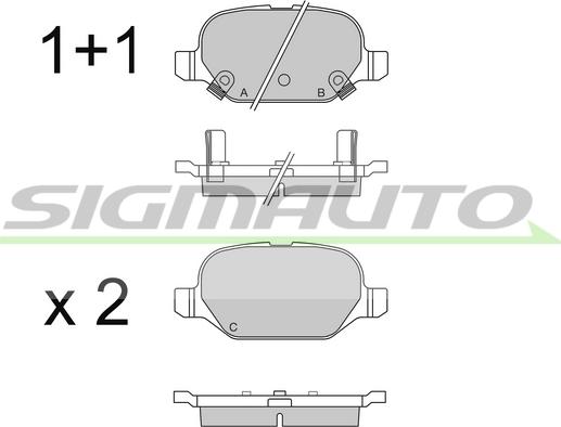 SIGMAUTO SPB550 - Тормозные колодки, дисковые, комплект autospares.lv