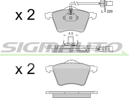 SIGMAUTO SPB506 - Тормозные колодки, дисковые, комплект autospares.lv